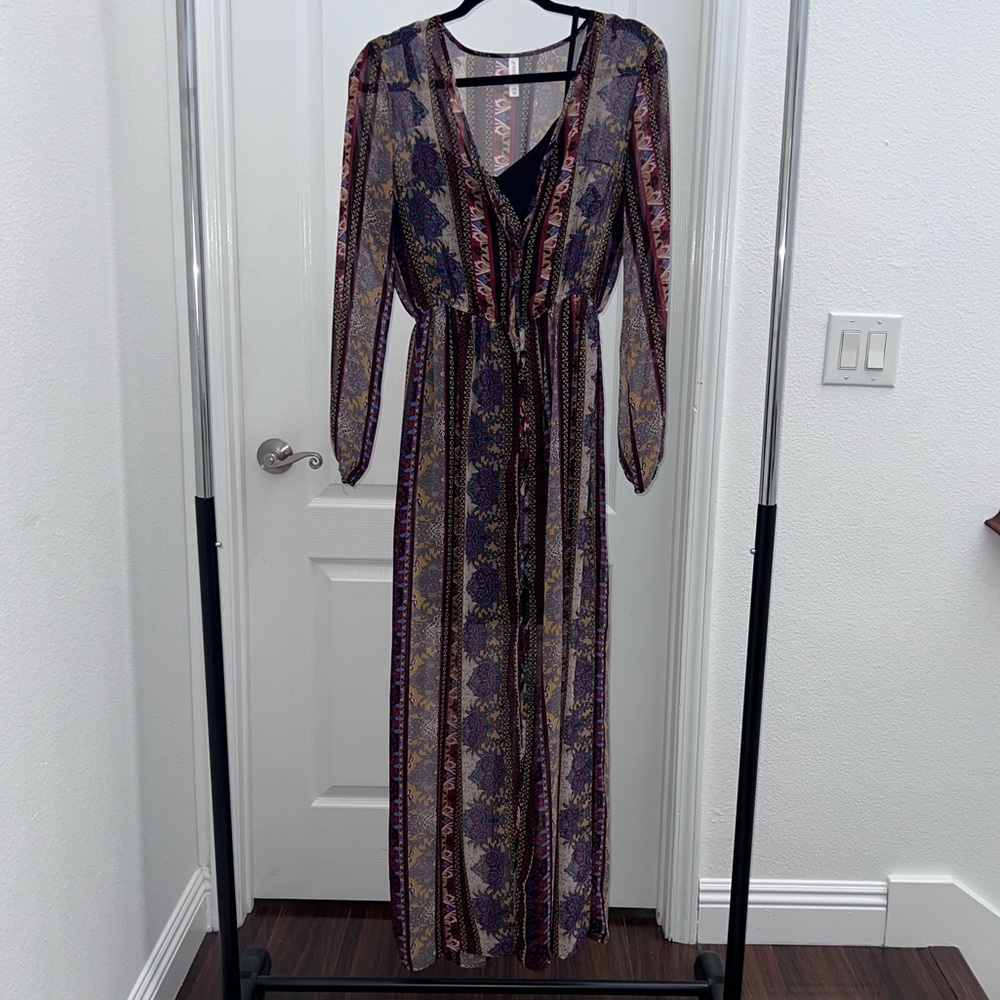 [Xhilaration] Patterned sheer dress with black body con dress underneath